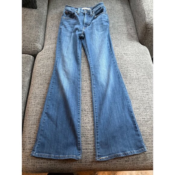 Levis 726 Flare Jeans Size 25 Womens Blue Denim Water - Picture 3 of 11